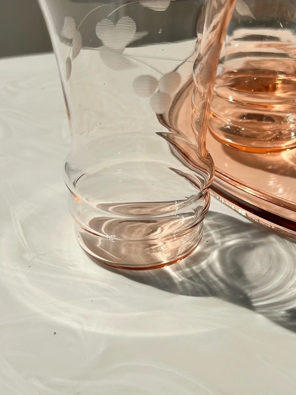 Anchor Hocking Mayfair Bridge Poker tray Tumbler set 1930s pink depression glass
